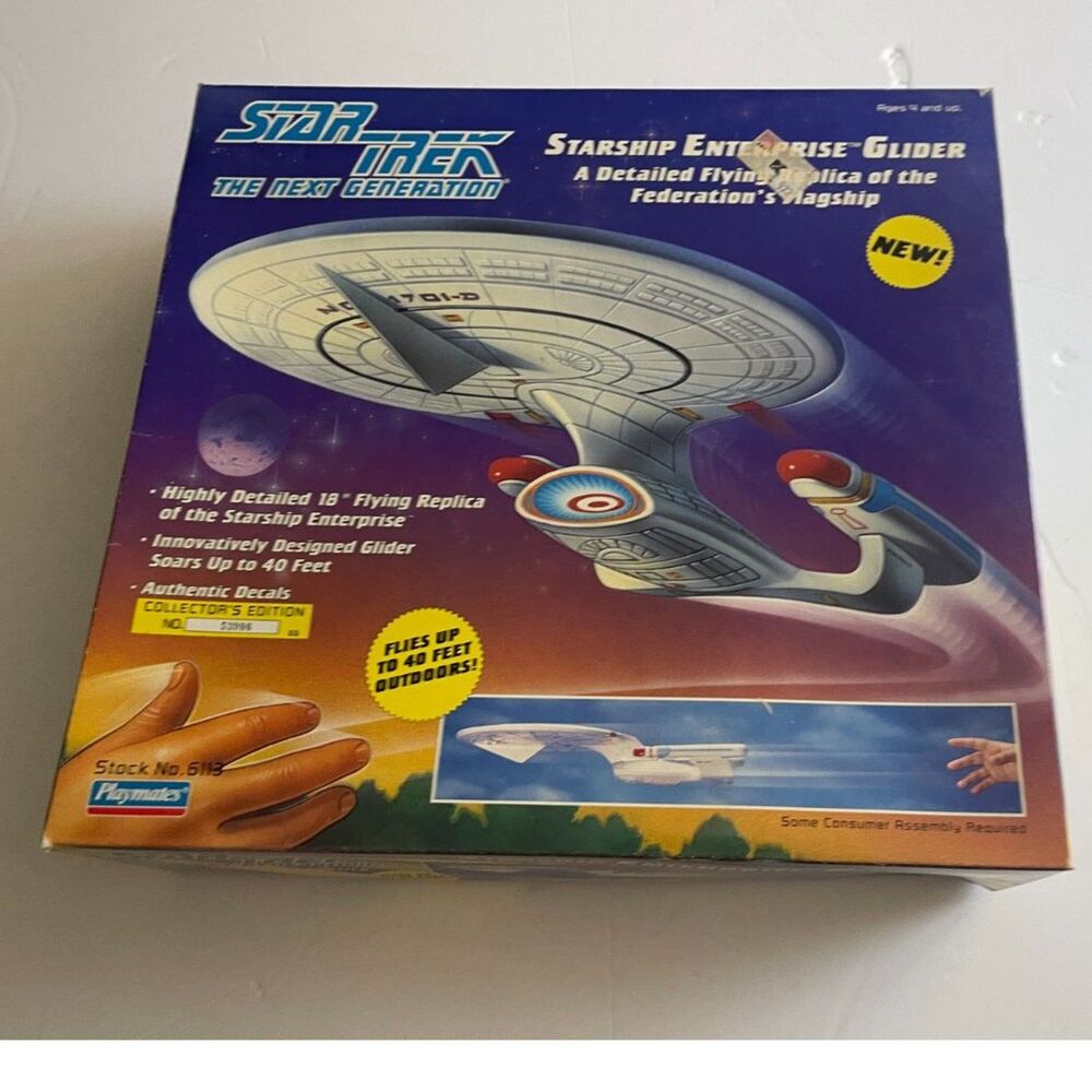 1993 Playmates Star Trek Next Generation Starship Enterprise Glider New in Box